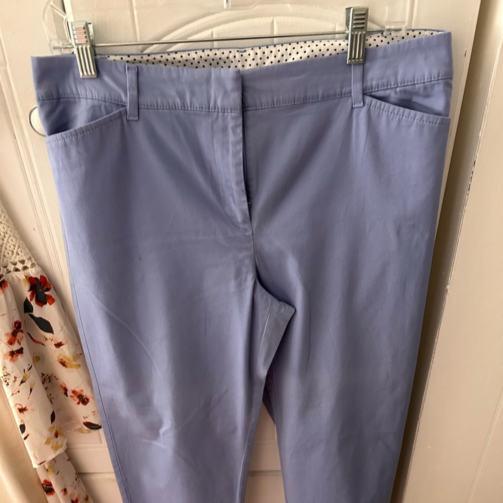 NWOT TALBOTS Straight-Leg Pants, Light Blue with Zipper Front, Belt Loops, pkts